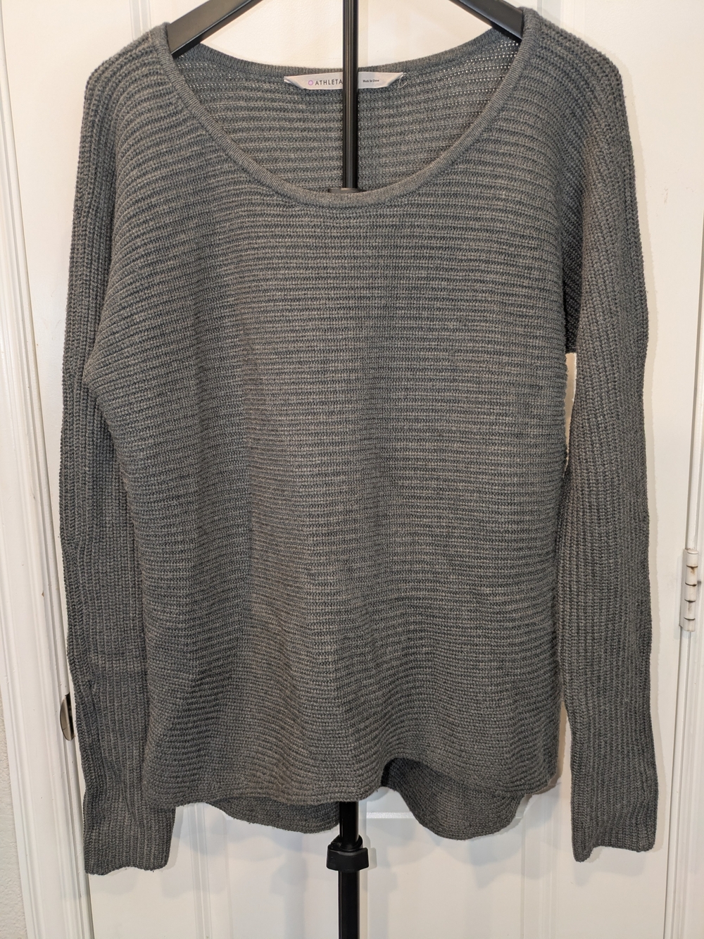 Athleta Wool Blend Sweater M Gray Dolman Oversized Ribbed Knit